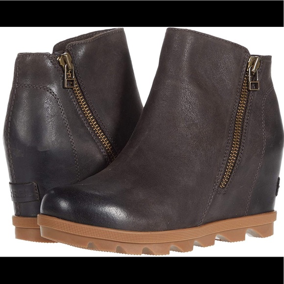 Sorel🌼NEW Joan of Artic Wedge ZIP Blackened Brown - Picture 1 of 11